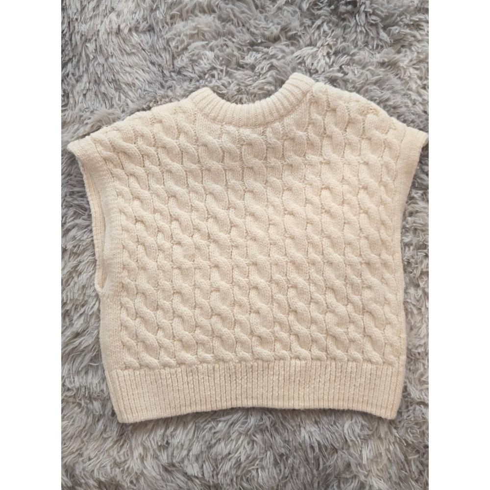 Zara Kids Cream Cable Knit Sweater Vest Ivory Sleeveless Pullover Size 2-3 Years
